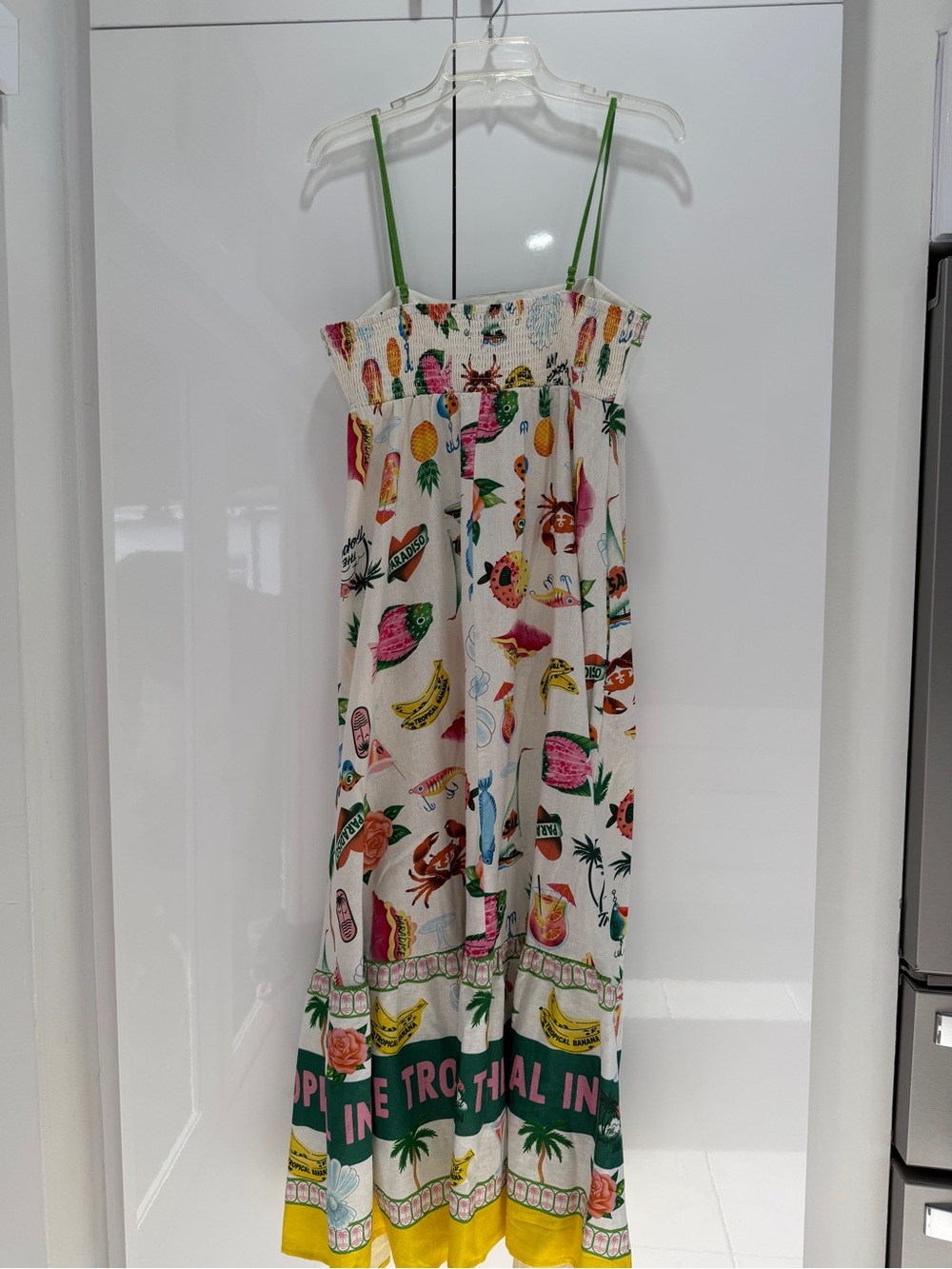Tropical Print Maxi Sundress in White and Green - Picture 2 of 7